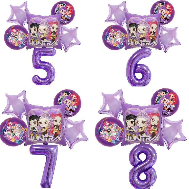 KPop شيطان الصيادين احباط بالون الكرتون أنيمي بالون أرقام 1-9 بالون الاطفال حفلة عيد ميلاد ديكور لوازم نفخ الهدايا