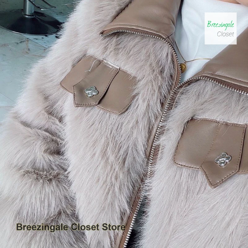 Korean version of the lapel small fragrance fur coat women's autumn and winter new fashion casual Joker plush short coat.