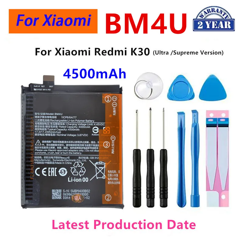 

Brand New BM4U 4500mAh Battery For Xiaomi Redmi K30 K 30 Ultra Supreme Version Phone Replacement Batteries+Tools