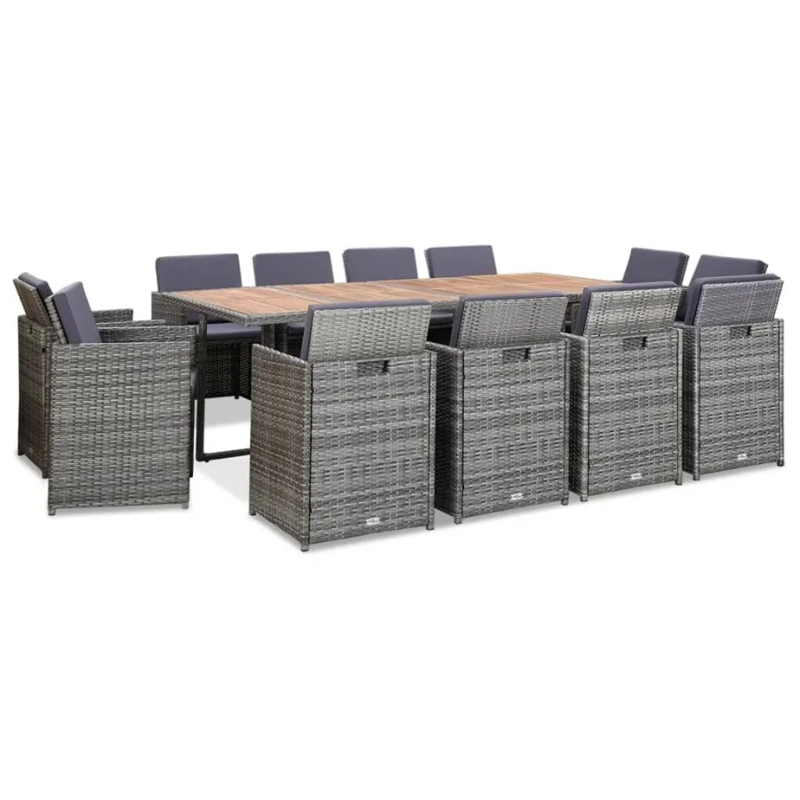 

13 Piece Patio Dining Set with Cushions Poly Rattan Anthracite