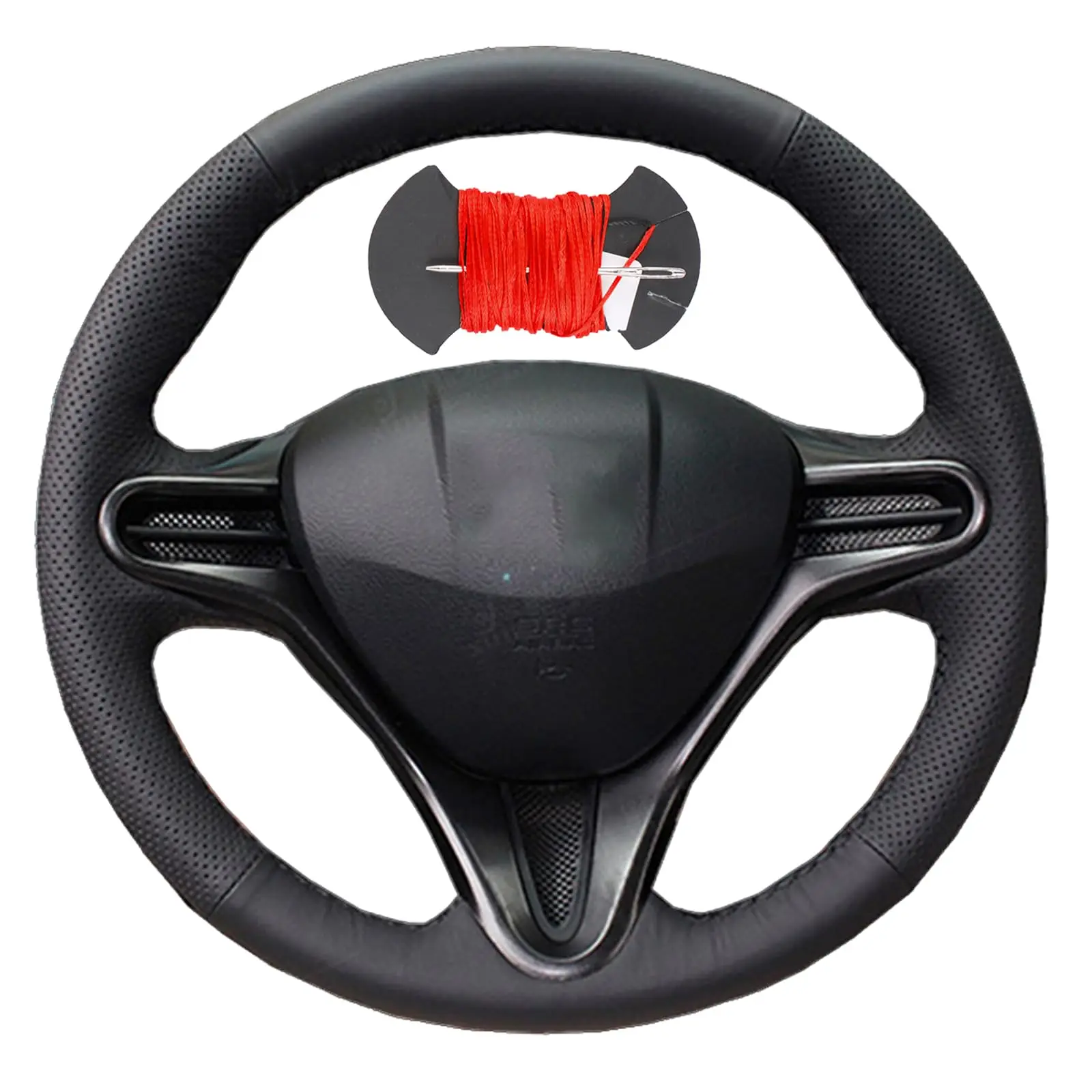 

Microfiber Leather Steering Wheel Cover For Honda Civic 2004-2011 3-Spoke Black