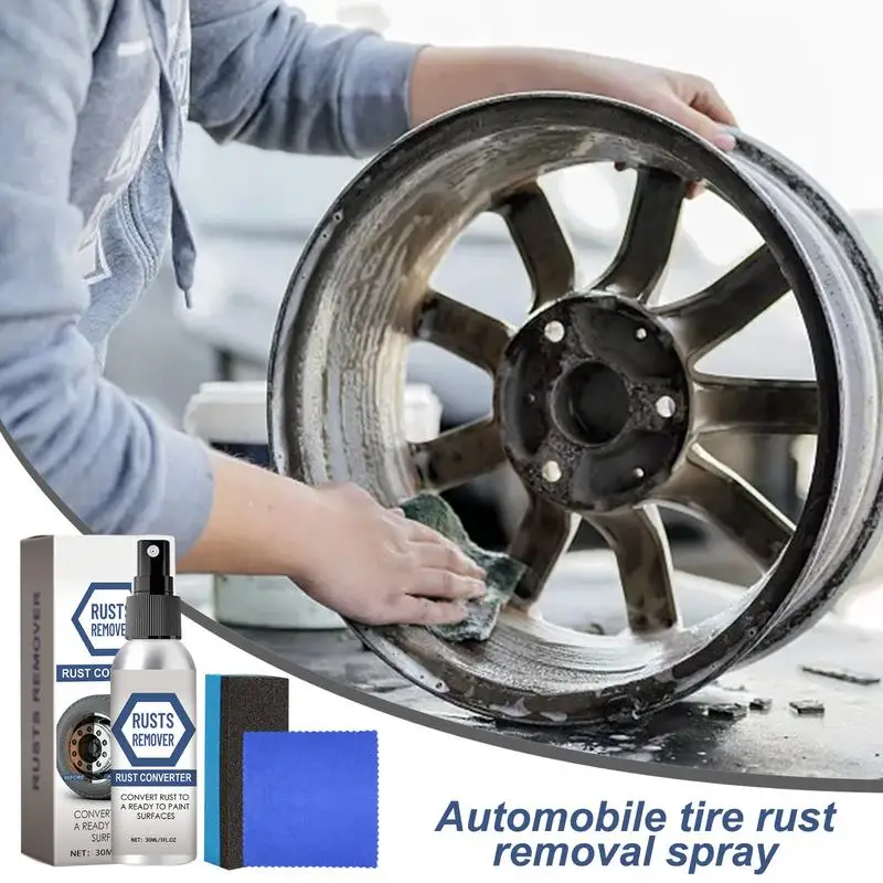 

Rust Remover For Car Wheels 30ml Vehicle Restoration Agent With Sponge And Towel Rust Cleaner For Car Wheel Rims Cleaner Spray