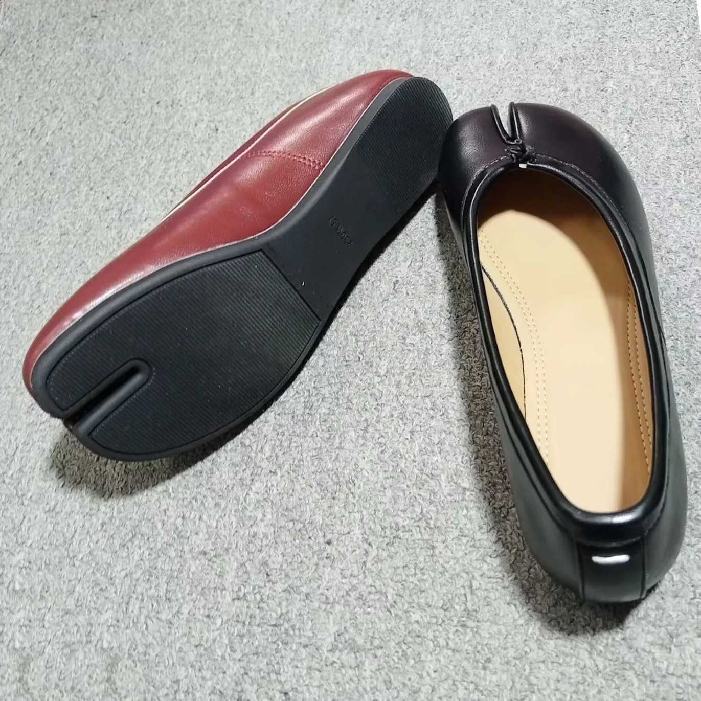 Echte Leder Tabi-Toe Ballerinas für Damen mit chinesischem Knoten, weiche Slip-On-Flachschuhe zum Gehen – Detail 36
