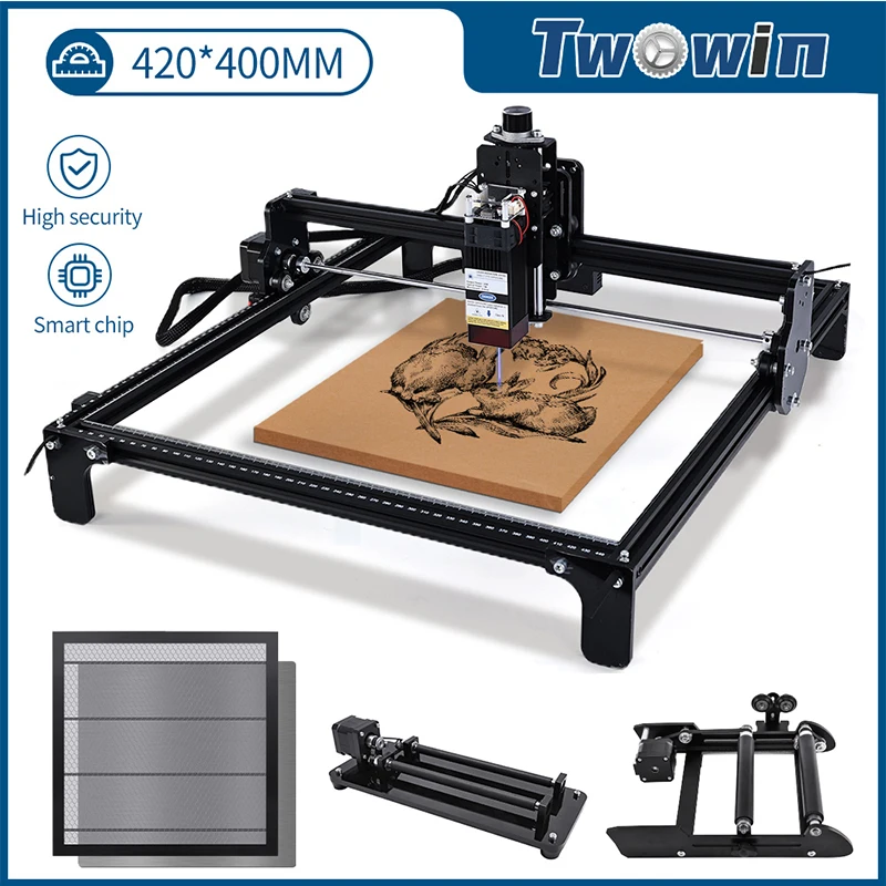 TWOWIN Laser Engraving Machine Work CNC Router Cutter Engraver Machine Logo Printer Wood Metal Glass Engraver Area 420*400mm