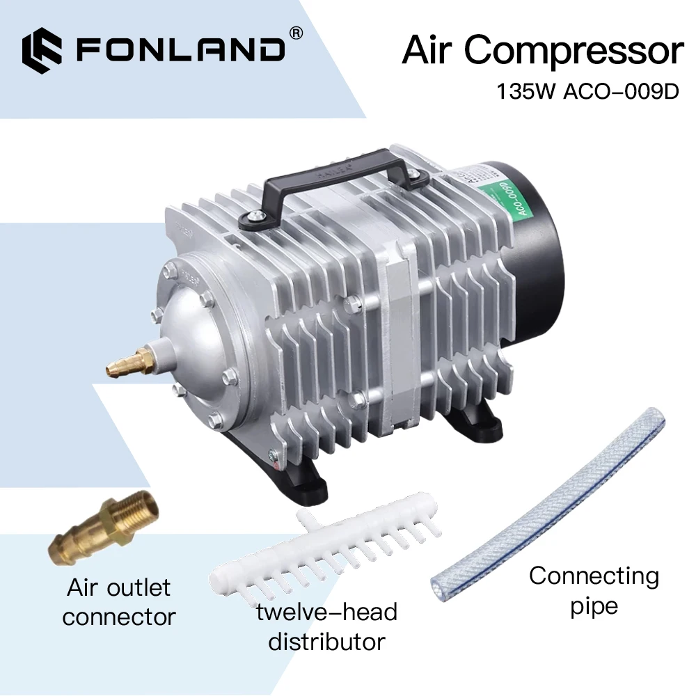 

Воздушный компрессор FONLAND 135 Вт, Электрический магнитный воздушный насос для лазерной гравировки и резки CO2