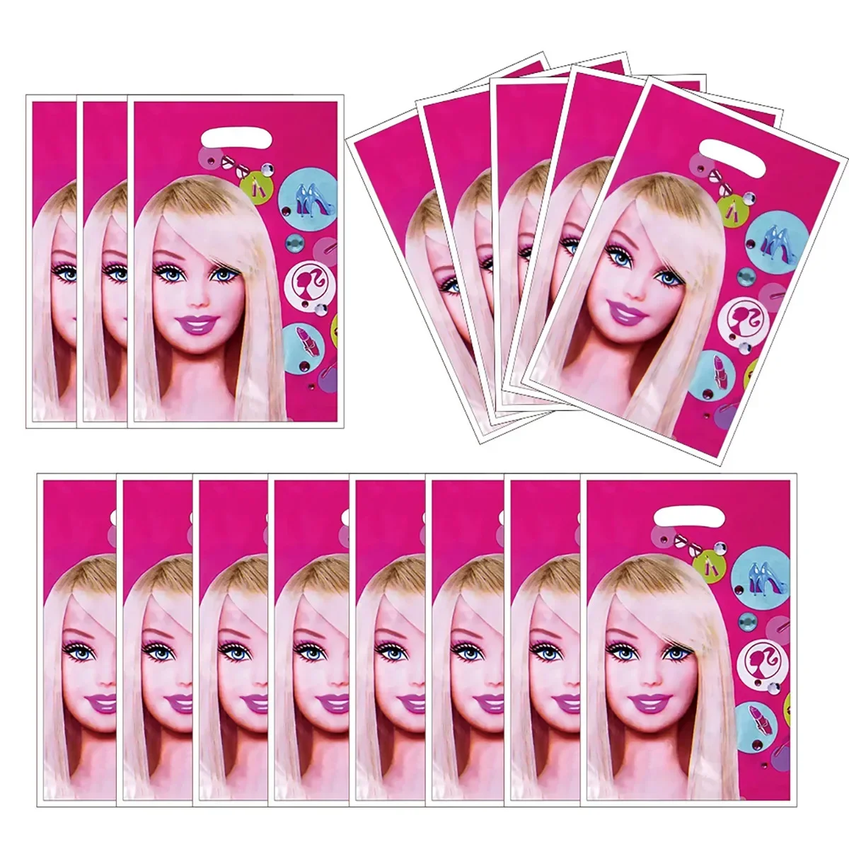 Barbie Gifts Bags Party Decor Kids Favors Barbi Princess Theme 10pcs/lot Plastic Loot Bags Happy Birthday Decorations Gifts Bags