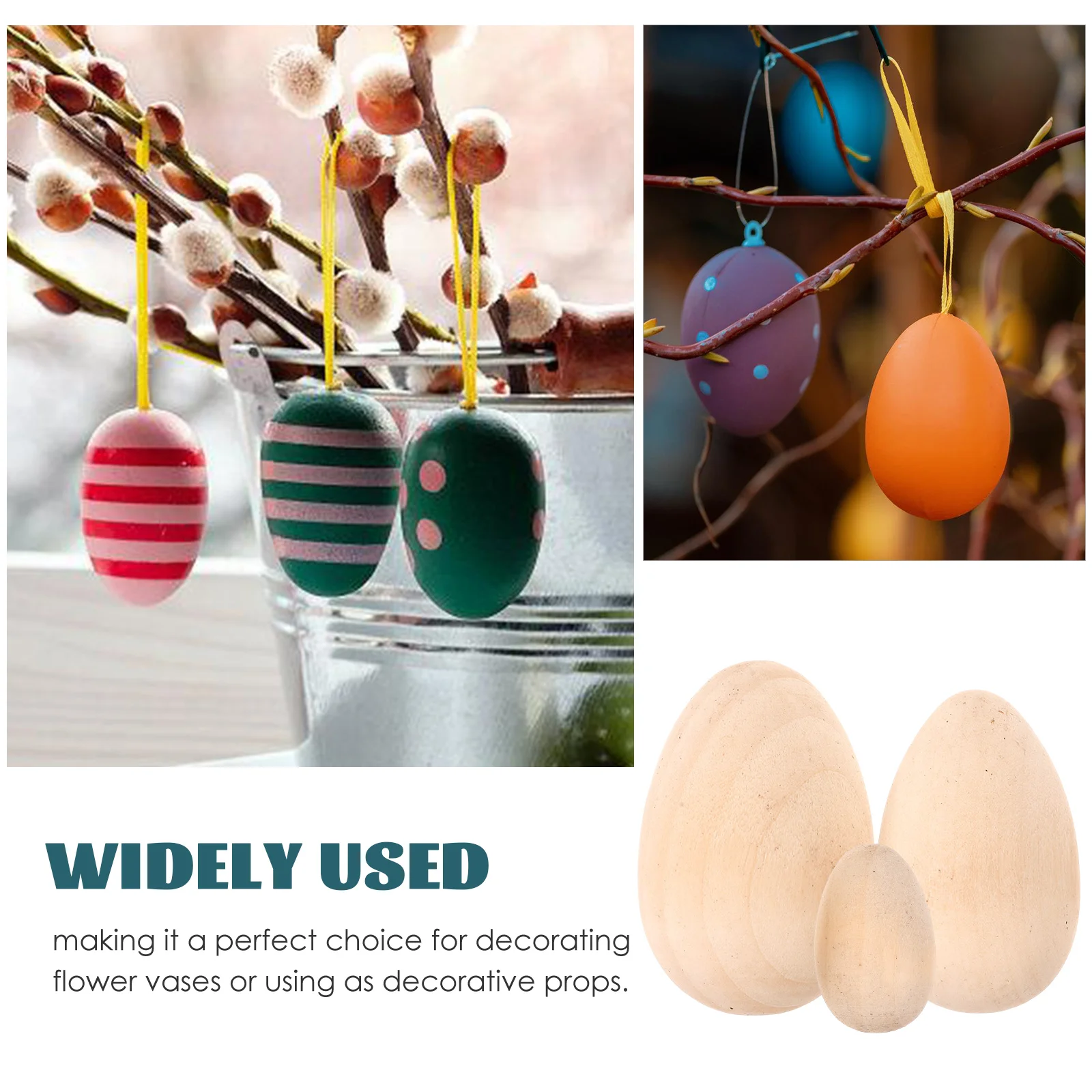 

15 Pcs Wooden Eggs Vase Filler Decorative Craft Supplies DIY Fake Egg Props Simulation Decorations Easter Party Accessories Safe