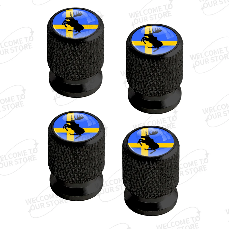Aluminum For Prancing Deer Sweden Flag Moose Test Logo Volvo XC40 XC60 XC90 V60 4pcs Car Decor Wheel Tire Valve Caps Stem Cover