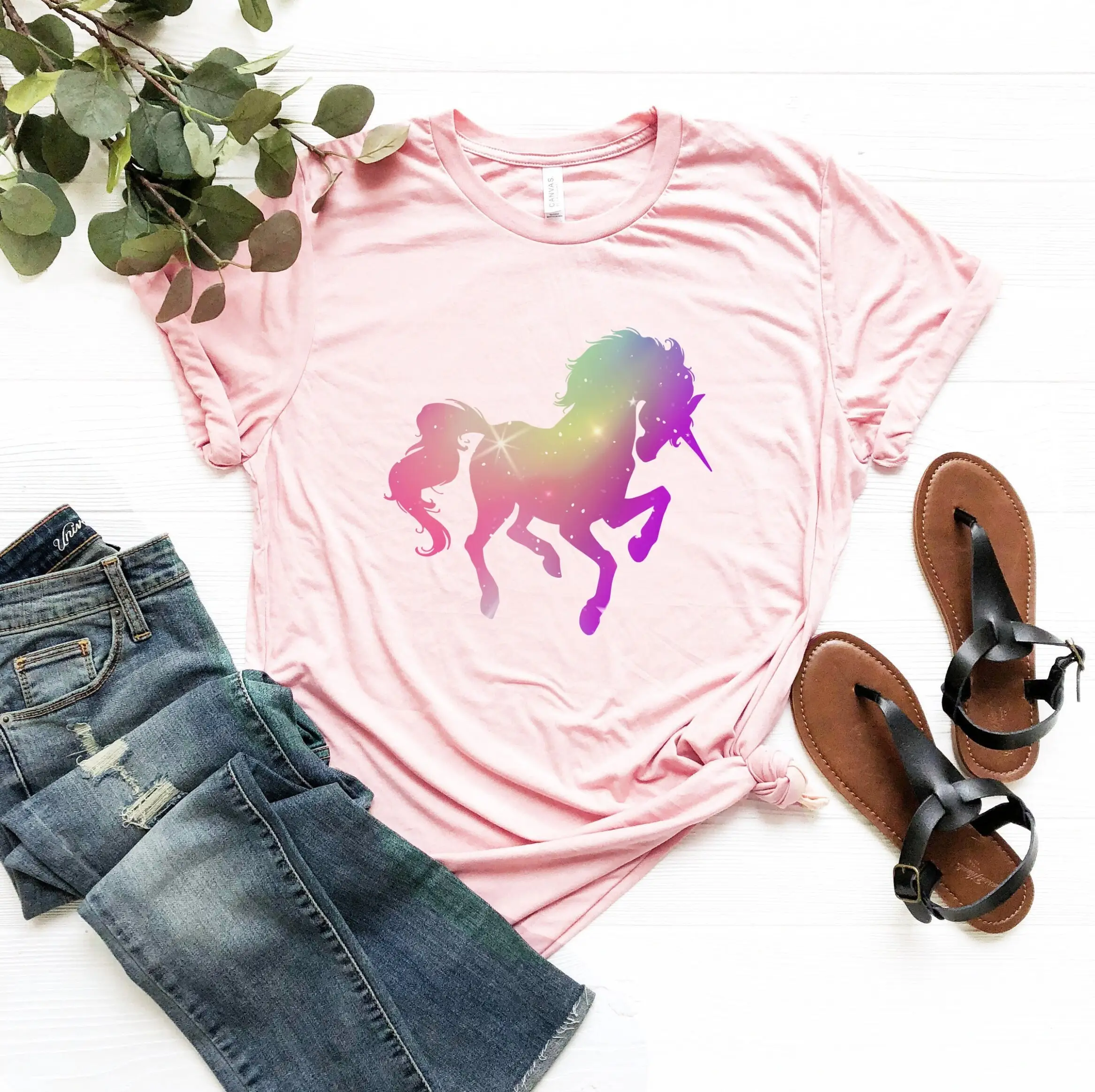 Camiseta de unicornio con purpurina brillante para niña, bonita camiseta mágica para fiesta de cumpleaños