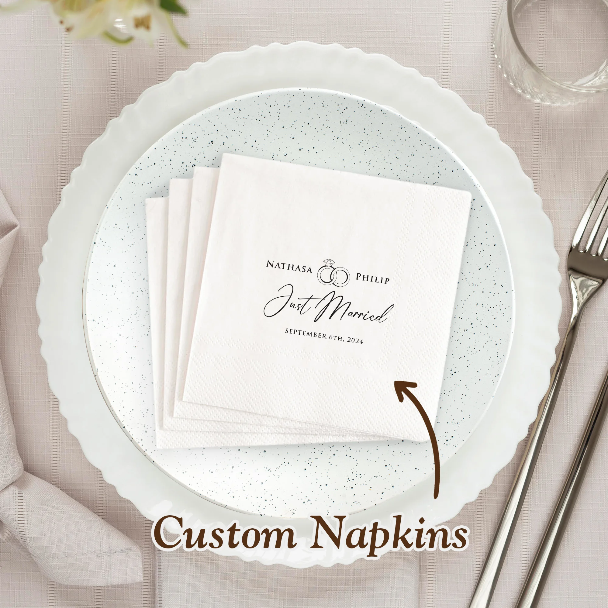 Personalized Wedding Paper Napkins 50-500PCS Custom Monogram Printed Napkins for Wedding Cocktail Party Anniversary Decor