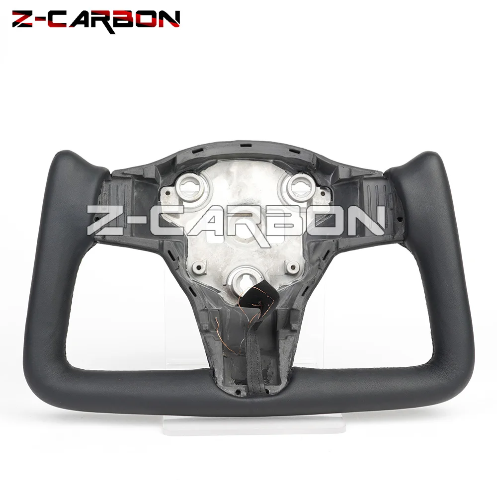 Yoke Carbon Fiber Steering Wheel For Tesla Model 3 / Y 2016-2022 Smooth Leather Modified Car Interior Accessories