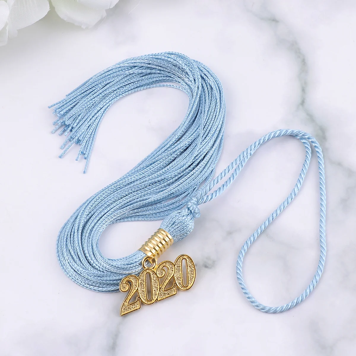 10pcs Decorative 2020 Academic Graduation Hat Tassel Graduation Season Doctor Tassel Honor Tassel (Sky-blue)