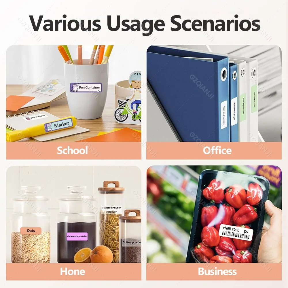 For HPRT Q2 Label Printer Thermal Paper Sticker Colorful Tape 12-15mm Waterproof Pure White Adhesive for H11 Q2 Mini Label Maker