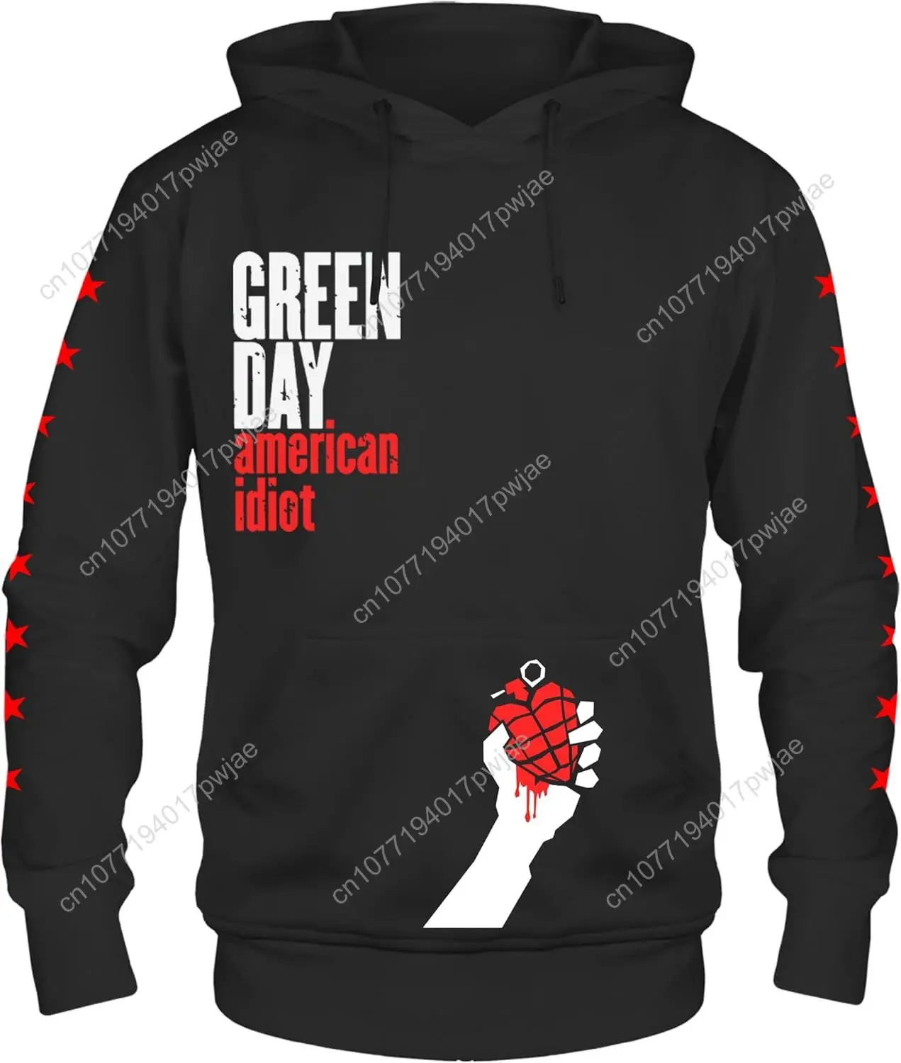 

Green Day Hoodie American Idiot Adult Black Hooded Sweatshirt Punk Rock Music Alternative Band Apparel