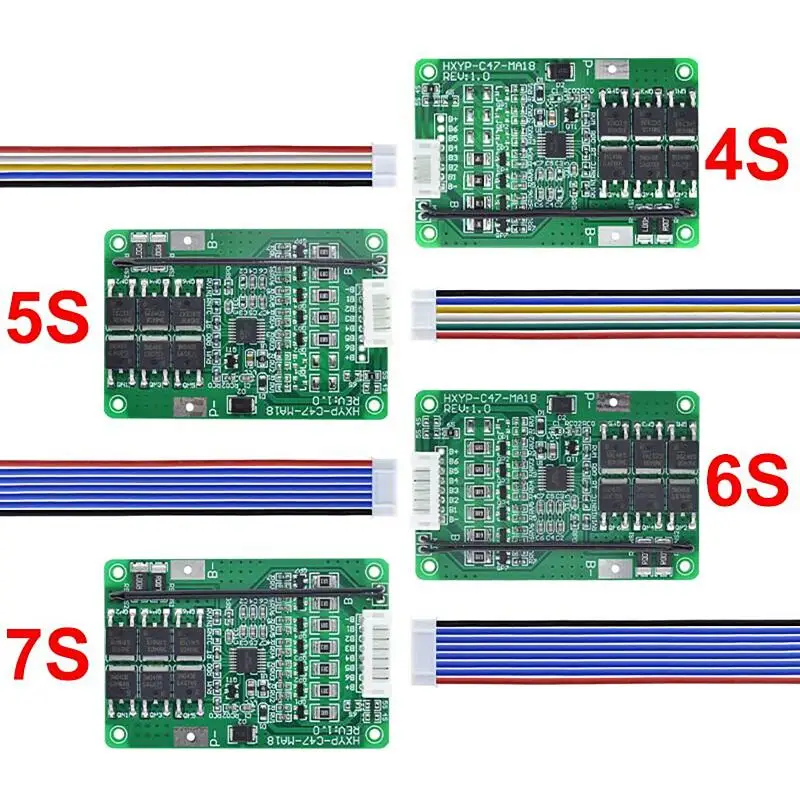 16.8V-29.4V 18A Balance 4S/5S/6S/7S Voltage Range 18650 Li-ion BMS Protection Board For LMO/Ternary Lithium Batteries