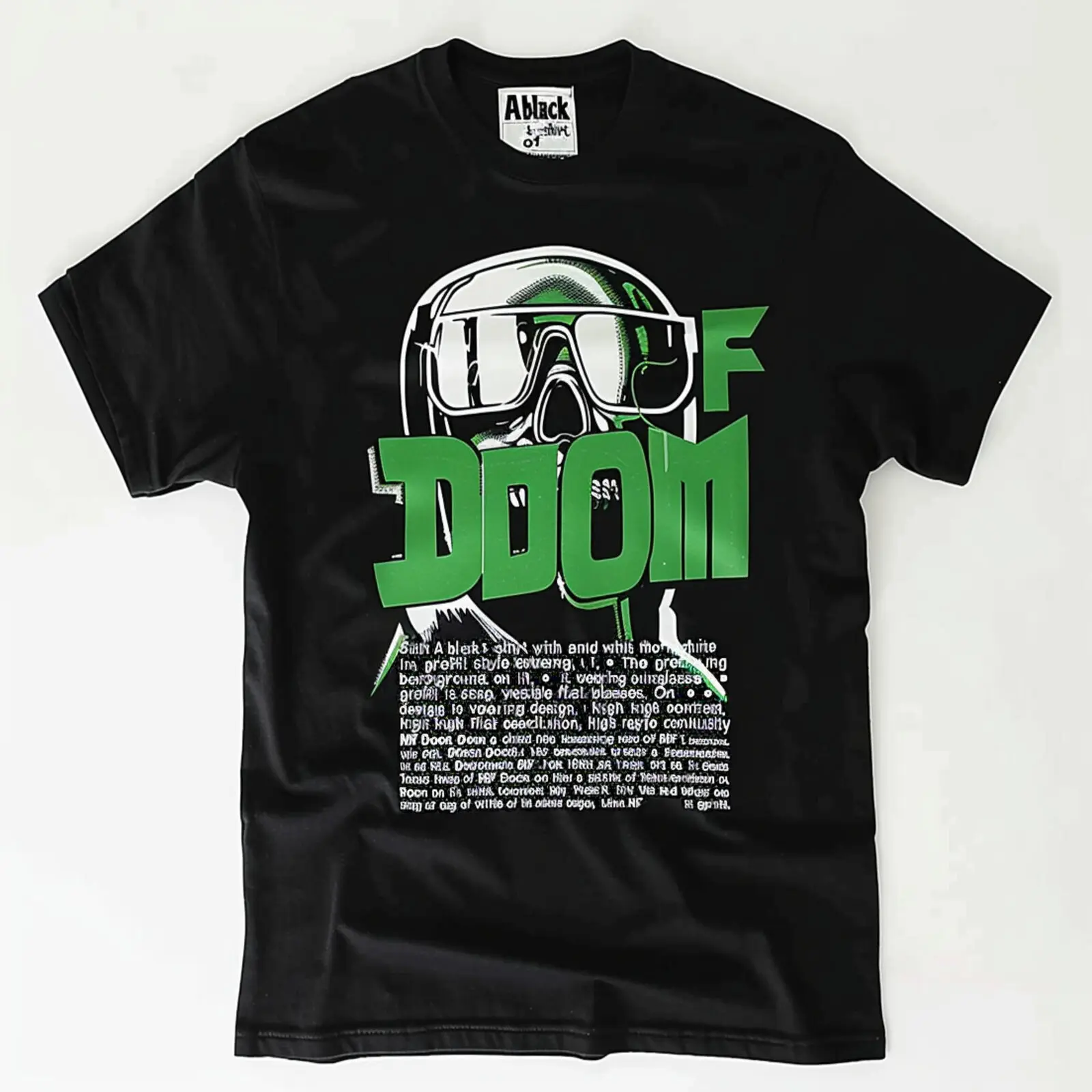 

Unique MF Inspired Black TShirt with Graffiti Logo and Helmet Design Hig