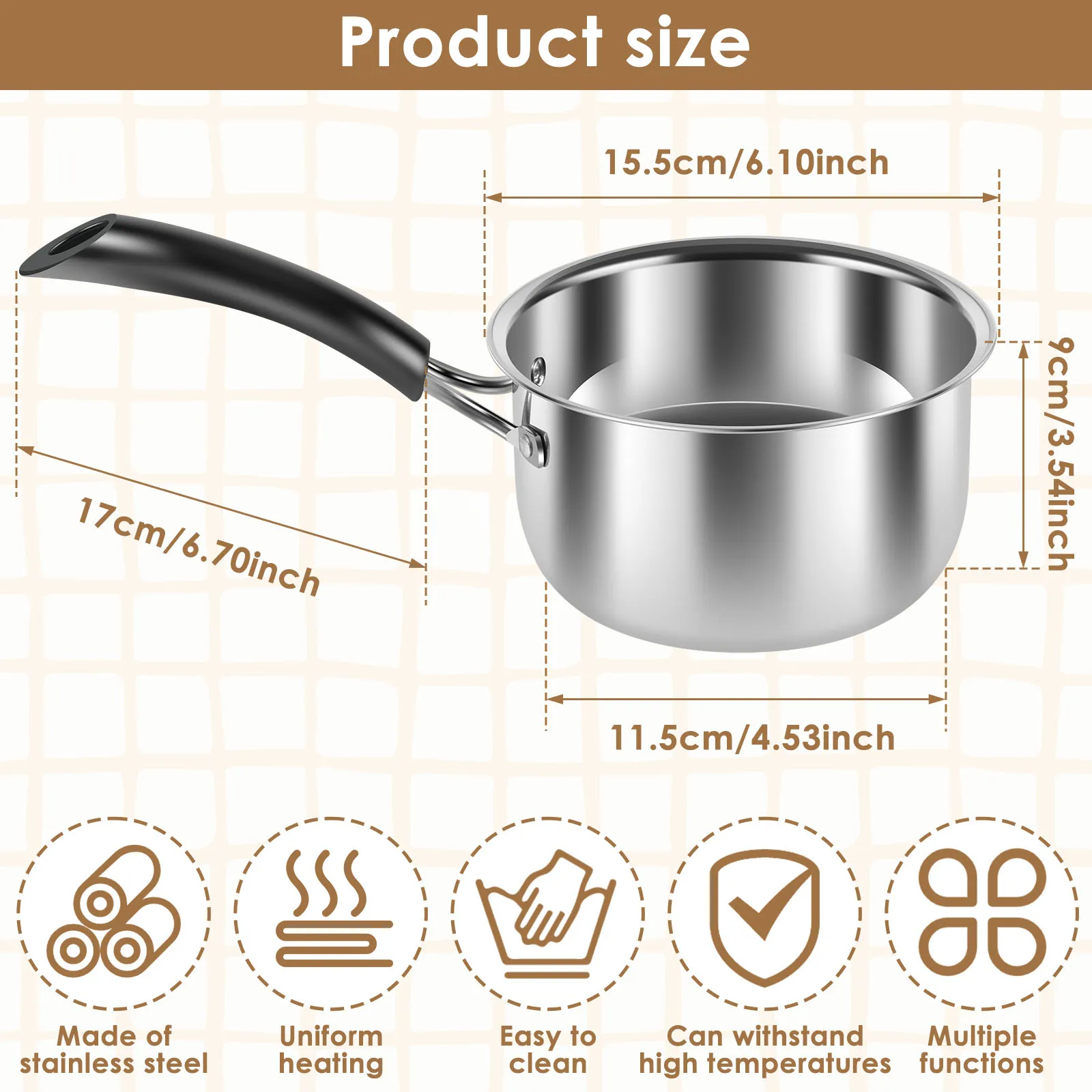 Multifunctional Oil Fryer Pot Small Sauce Pan Milk Pot Deep Fryer Pot with Glass Lid Fry Pot Kitchen Frying Chicken Cooking Tool view 6