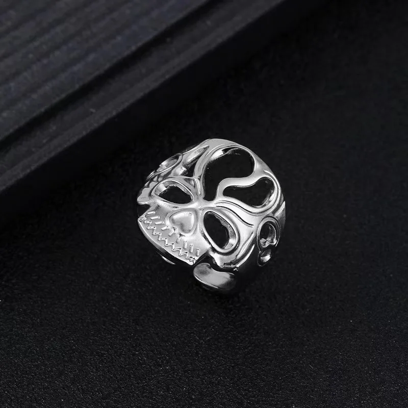 Skull Titanium Steel Rings Hot Selling Stainless Steel Cutting Jewelry Not Fading Hydraulic Opening Ring Both Men Women Jewelry