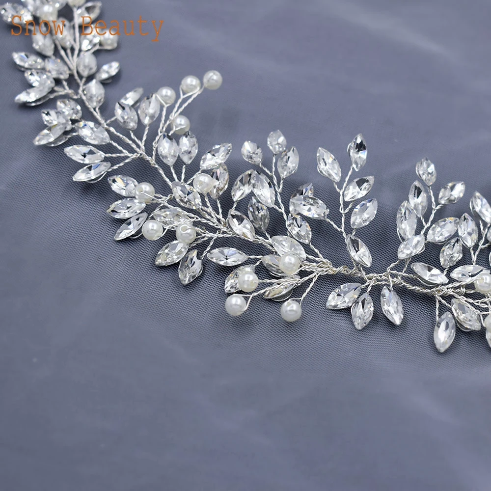 A301 Crystal Bridal Headpieces Silver Wedding Headbands Bride Hair Pieces Rhinestone Hair Vine Wedding Accessories Jewelry