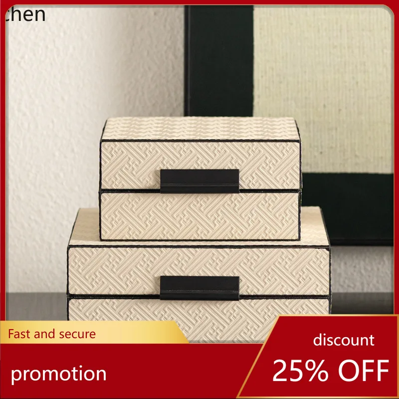 CZ Beige Leather Decorations Model Room High-End Jewelry Box Cloakroom Study Room Ornaments