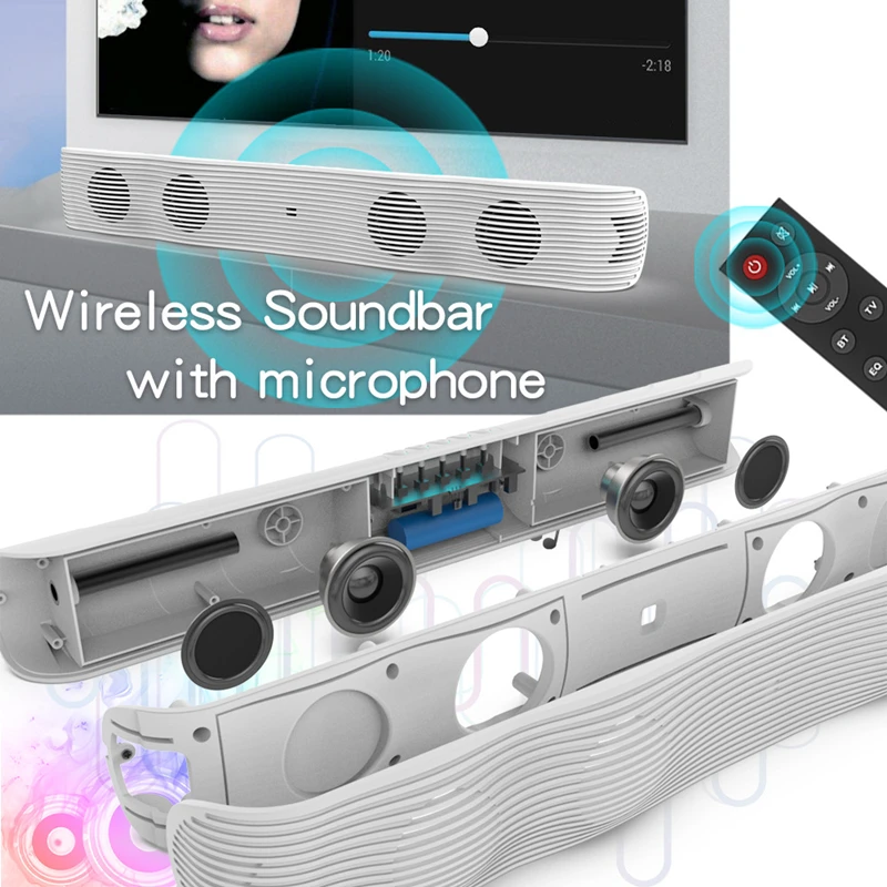 Home theater HIFI Portable Wireless Bluetooth Speakers column Stereo Bass Sound bar FM Radio USB Subwoofer for Computer TV Phone