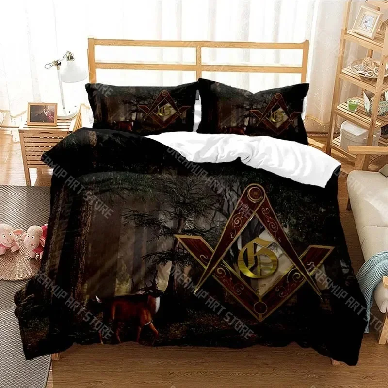 

3D Print Masonic Freemason Illuminati Bedding Set Boys Girls Twin Queen Size Duvet Cover Pillowcase Bed Kids Adult