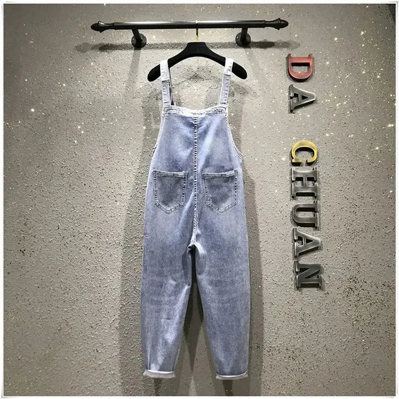 Embroidered Flares Boyfriend Baggy Ripped Strap Jeans Women Spring Summer Autumn New Fashion Casual Denim Pants Overalls Female