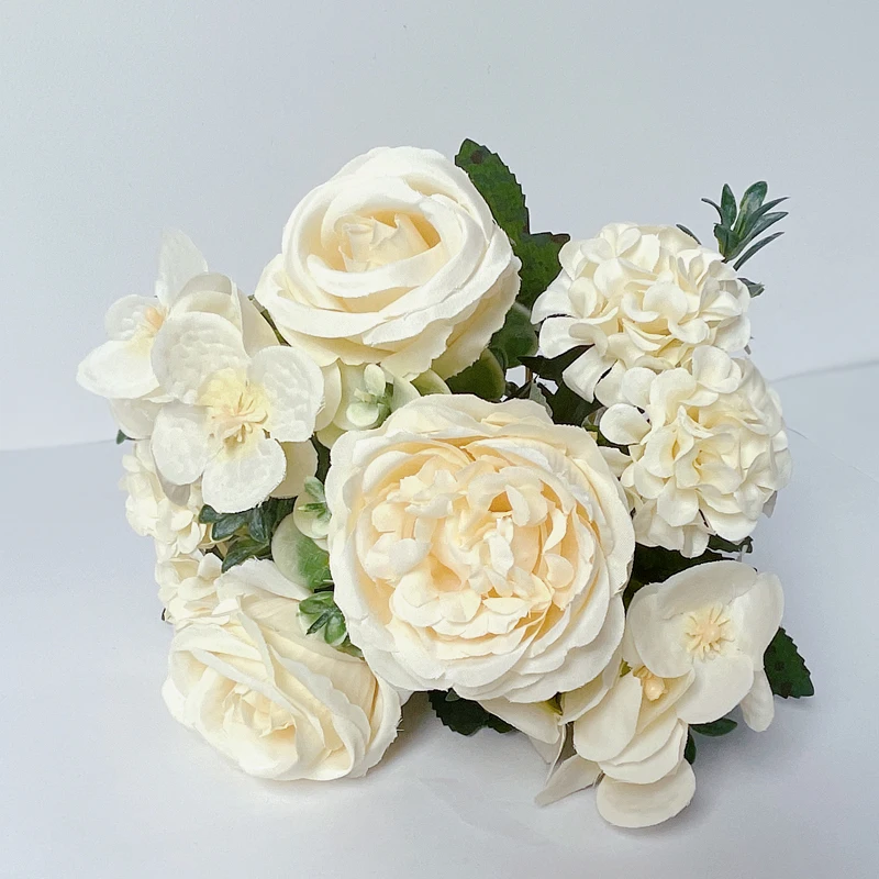 7 heads high quality peony Artificial flowers silk peonies bouquet Rose hydrangea Home Decorations Wedding Bride Fake Plants image 6
