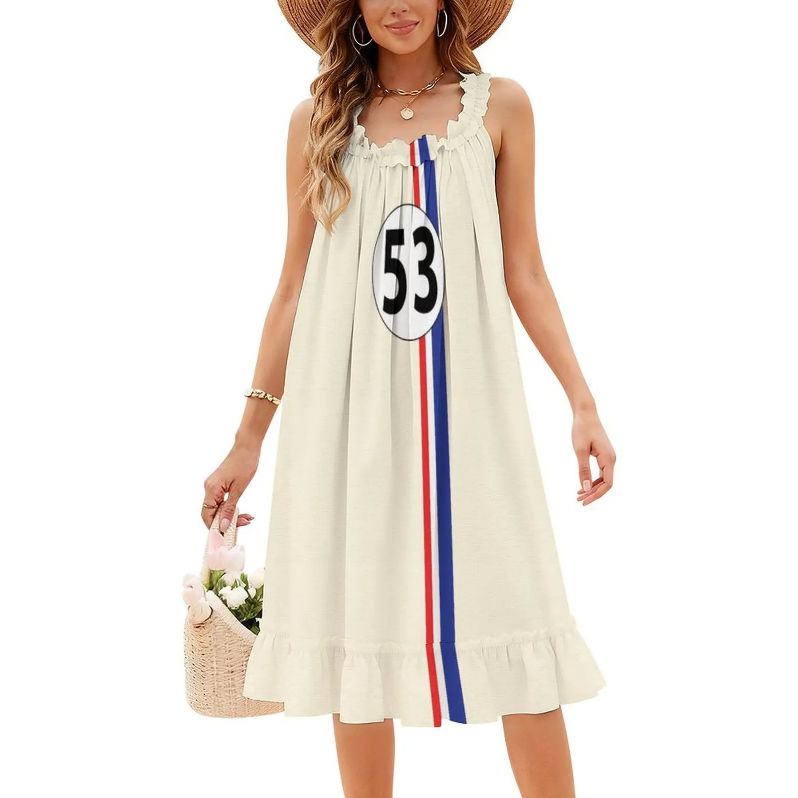 Herbie Nummer 53 Koreaanse stijl jurk voor dames Elegante vrijetijdskleding voor feest of dagelijks gebruik Raceauto Raceauto Racing Nummer 53