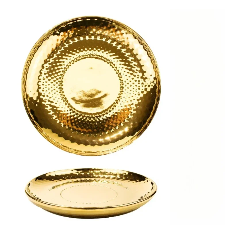 

Ceramic gold-plated western steak plate platinum fruit flat salad bowl tableware household plate gold