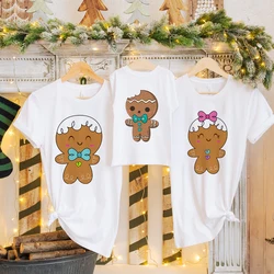 Christmas Family Matching Outfits Mommy Daddy Daughter Son Cookie Printing Casual T-shirt Xmas Party Clothes Holiday Family Tees