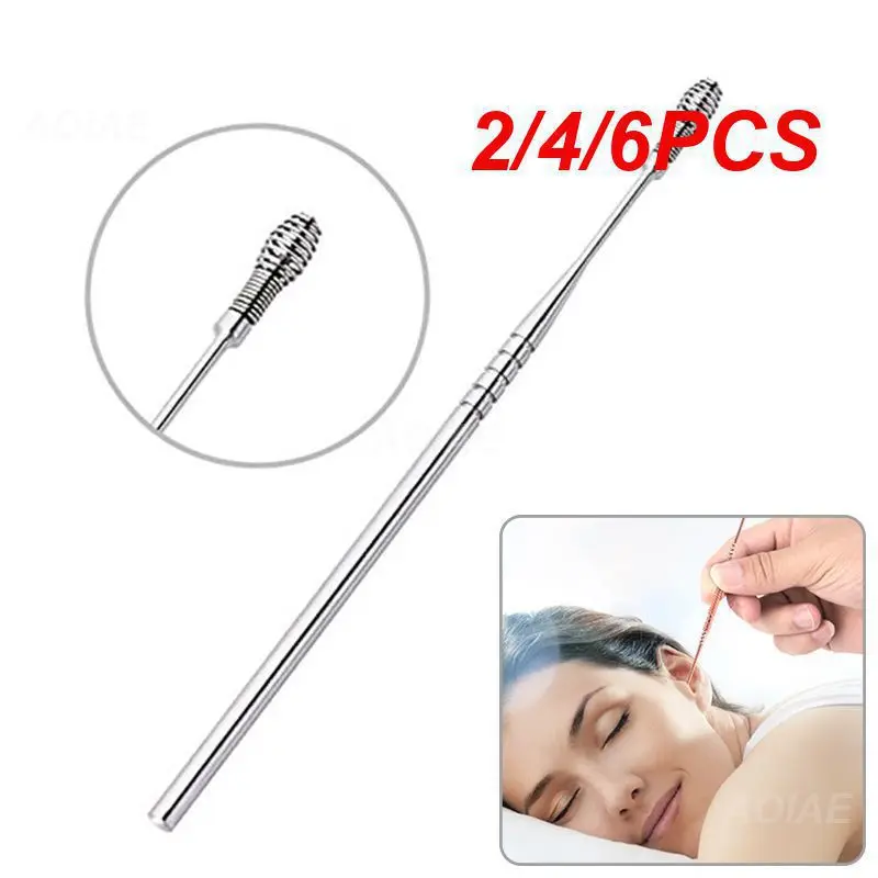 

2/4/6PCS Stainless Steel Spiral Massage Ear Pick Spiral Ear Wax Remover Ear Canal Cleaner Stainless Steel Flexible Design Ear