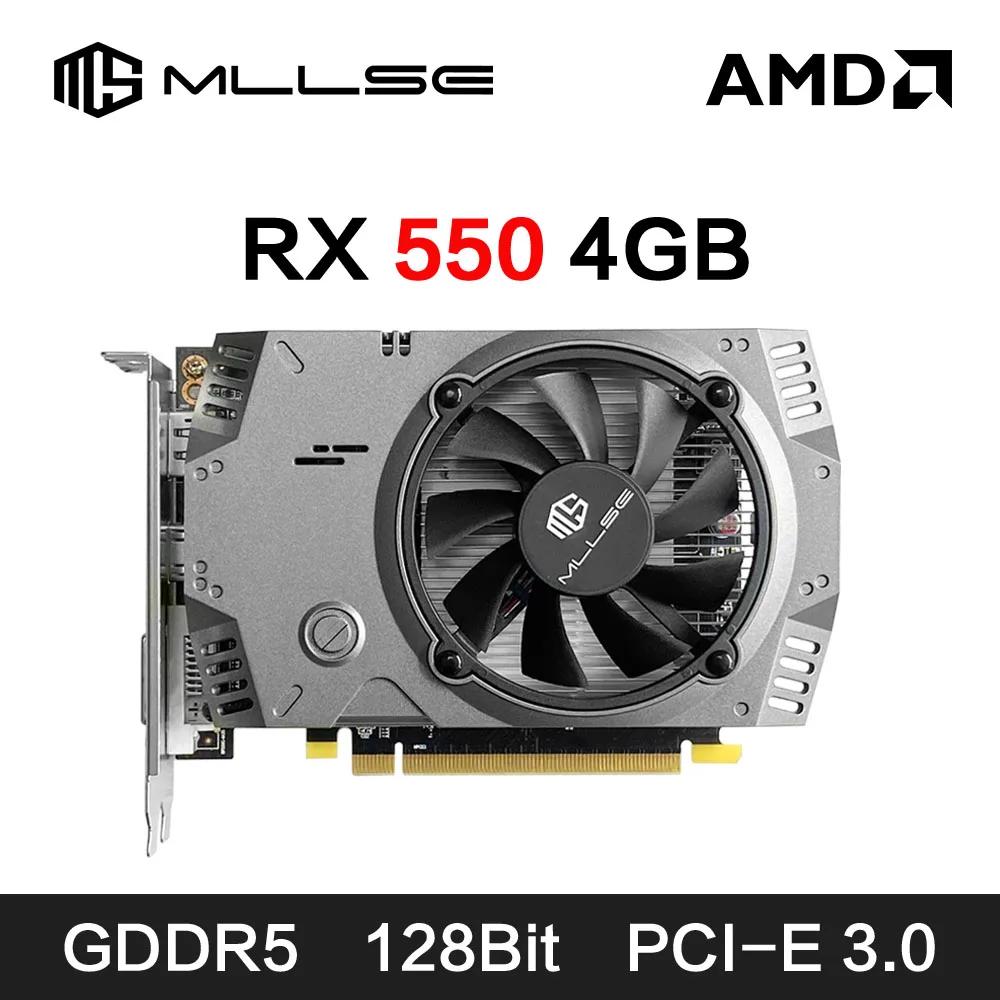 MLLSE AMD Radeon RX 550 4GB Placa De Video Graphics Card GDDR5 128bit PCI-E X16 HDMI DP DVI rx 550 4gb Desktop Gaming Video Card