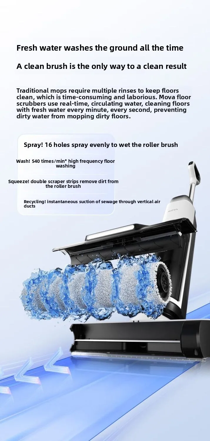 جهاز تنظيف الأرضيات Dreame MOVA2.0Pro مع ميزات مضادة للتشابك ومضادة للبكتيريا للكنس والتطهير والشفط