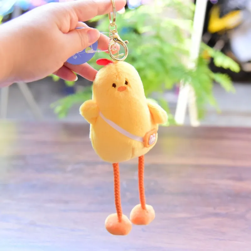 1Pcs Cartoon Cute Long Legs Chick Plush Toy Kawaii Little Yellow Chicken Doll Keychain Kids Couple BFF Backpack Charm Gifts