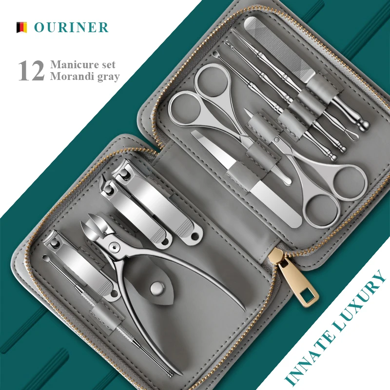 Manicure Set 12 In 1 Full Function Kit Professional Stainless Steel Pedicure Sets With PU Leather Portable Case Idea Gift