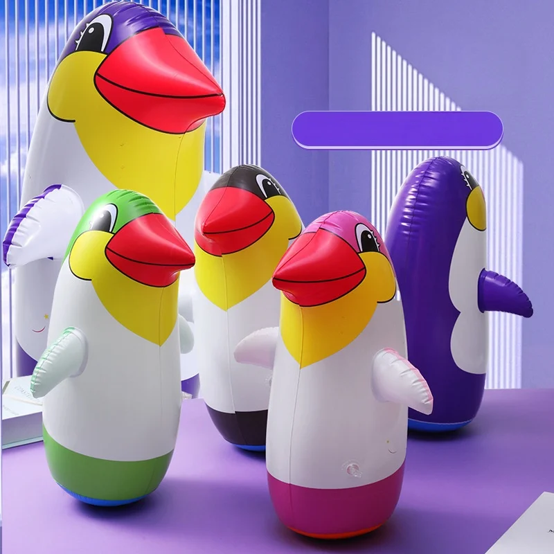 34CM Cute Inflatable Penguin Tumbler Toy Thickened PVC Stress Relief Boxing Penguin Sandbag Puzzle Toy Party Decoration Gift