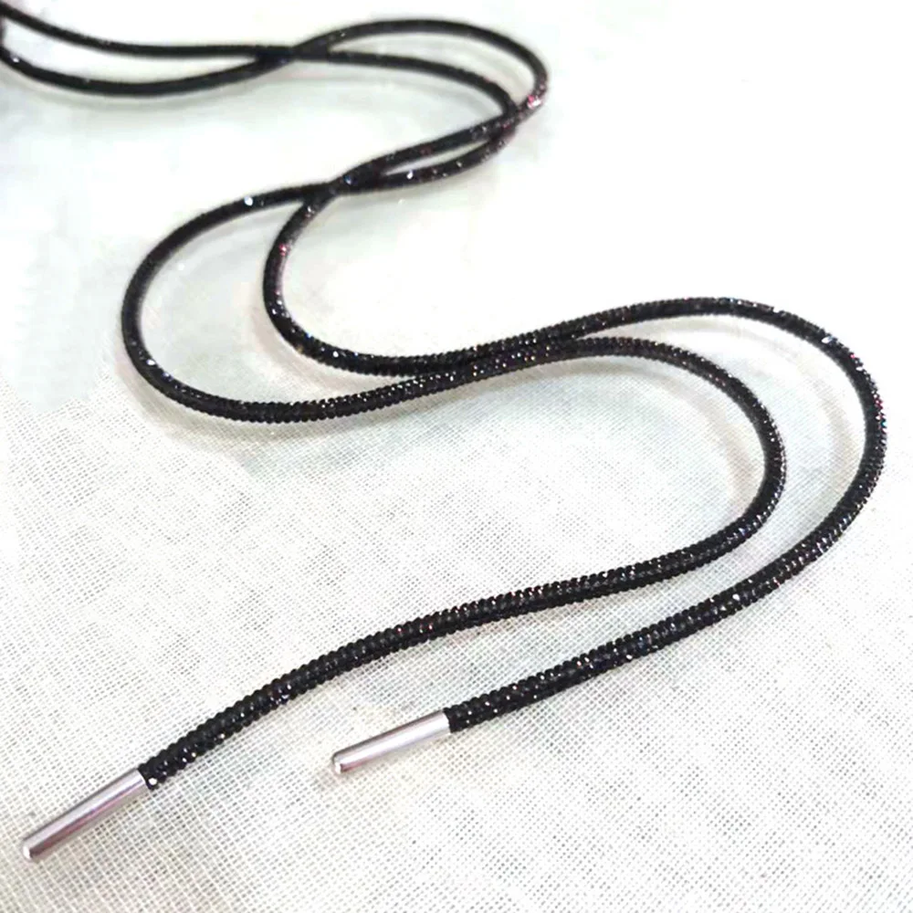 120 Cm Rhinestone Shoelaces Trim Luxury Diamond Shoe Lace Drawstring Sneaker Bright String Glitter Round Crystal Rope Decoration