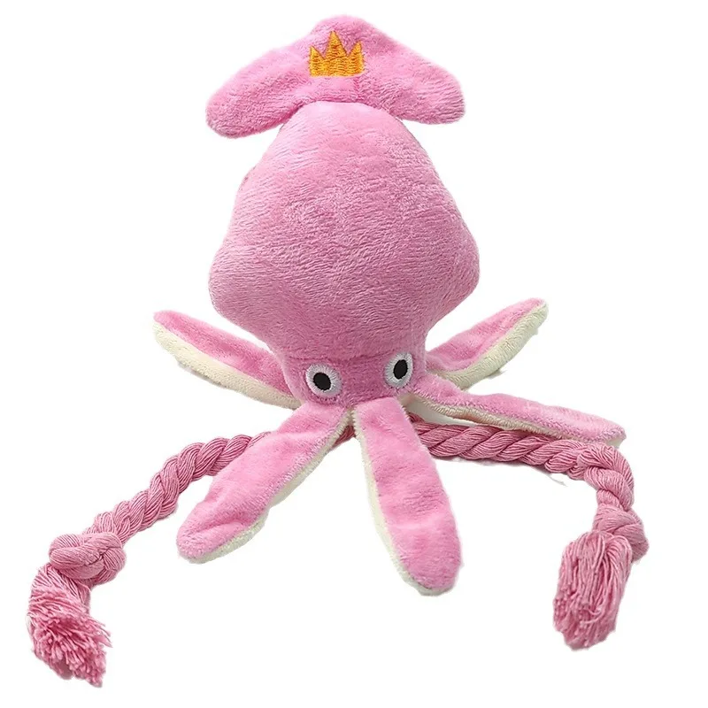 Dog Cat Cartoon Octopus Squeak Chew Toy Puppy Plush Cleaning Teeth Toy Pet Training Playing Involved Supplies Chihuahua Supplies