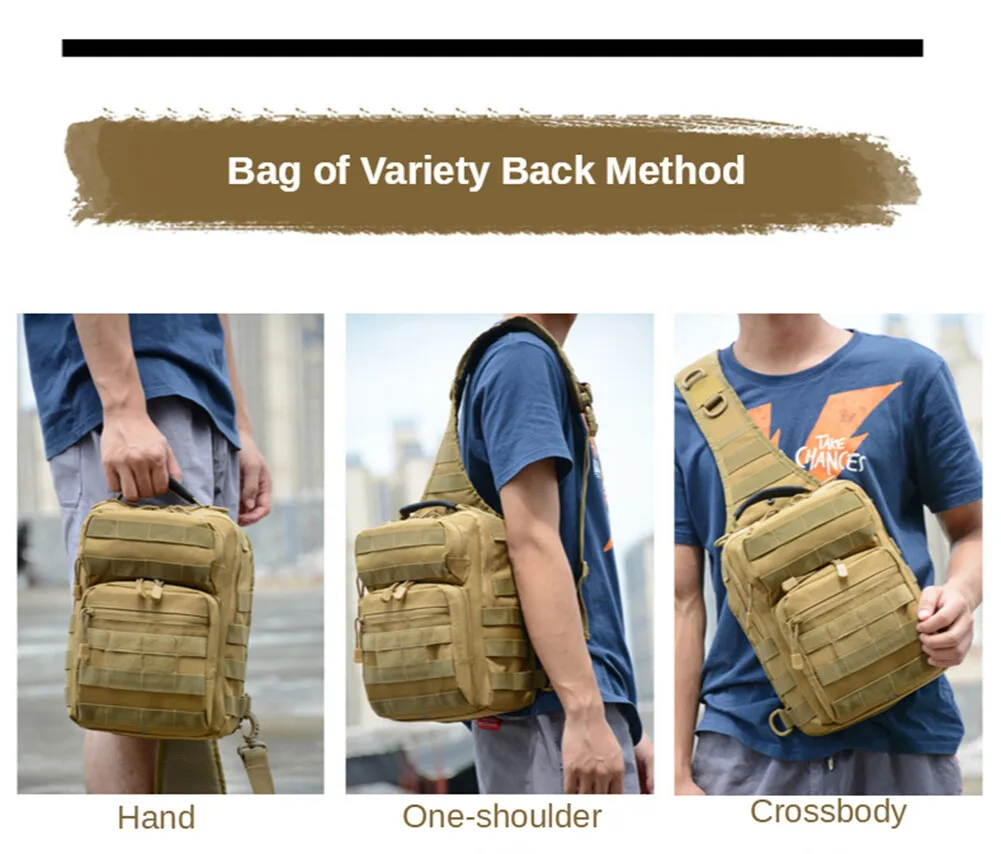Men's Tactical Sling Shoulder Bag Molle Backpack Outdoor Hiking Travel Chest Pack Cross Body Sport Pouch Day Pack