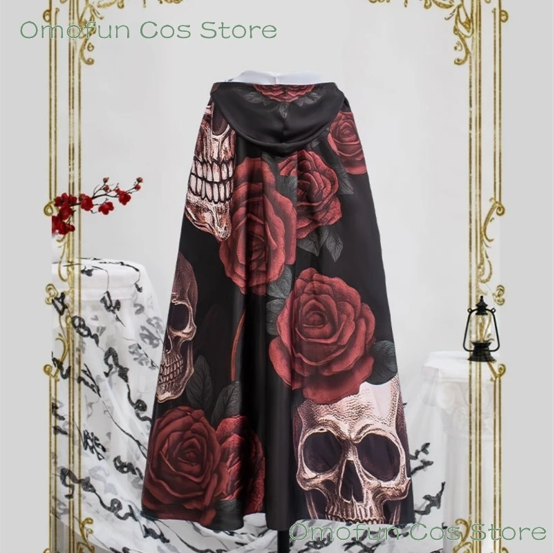 

Halloween Dark Medieval Cape Cloak Gothic Vampires Outfit Horror Elements Snake Skeleton Elements Black Outfit Costume Carnival