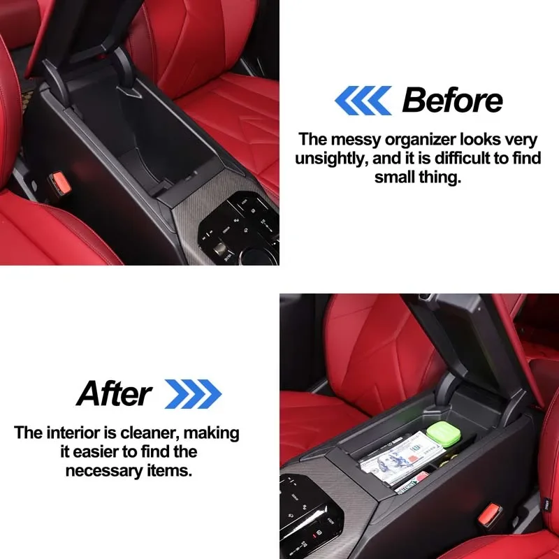 

ABS Black For BMW X3 G45 2025+ Car central control handrail box storage box mobile phone tray car interior accessories