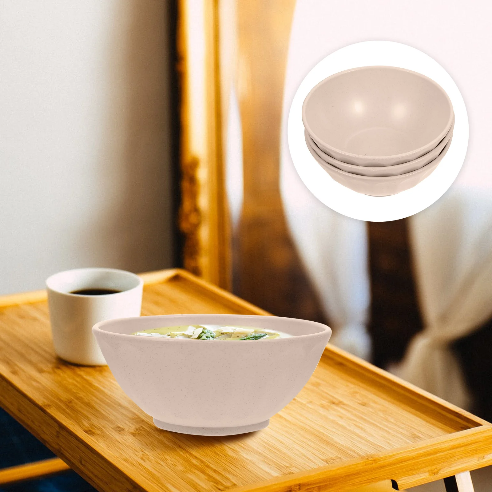 

4 Pcs Wheat Straw Dipping Bowls Rice Serving for Kitchen Tableware Home Noodles Food