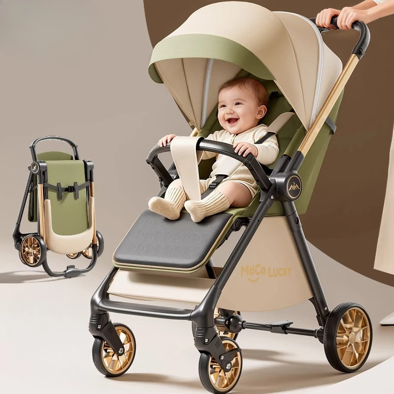 

Легкая детская коляска 3-в-1 с люлькой, амортизацией и регулируемой спинкой, подходит для путешествий на природе