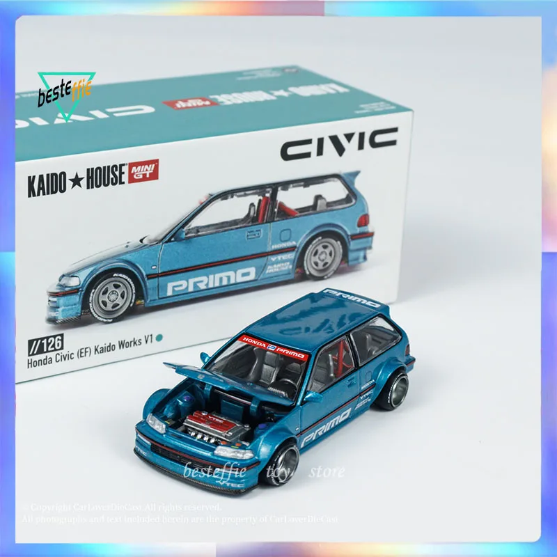 

Модель автомобиля Mini GT 1/64 Honda Civic Ef, имитация модели автомобиля, украшение для комнаты из сплава, модель автомобиля для мальчика, коллекция, Рождественский подарок