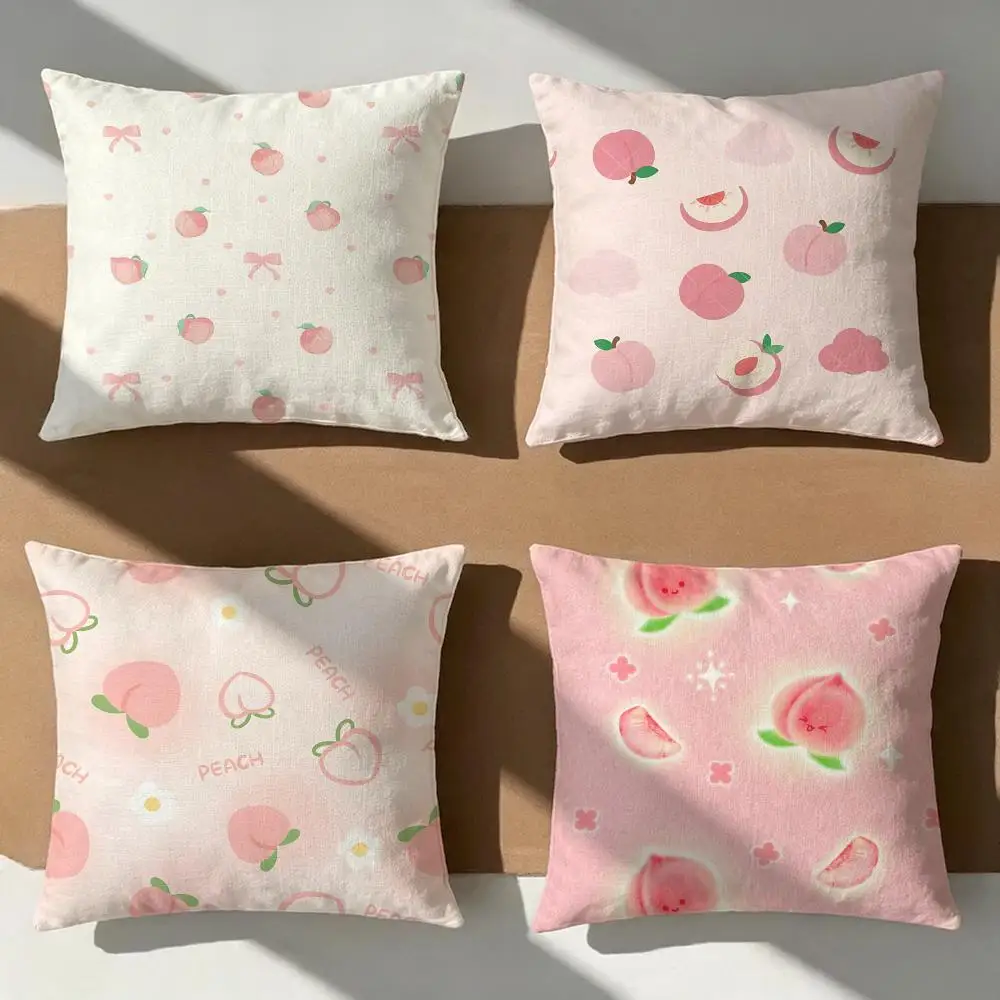 fruit Peach Cushion Cover Pillow Cover Nordic Minimalist Throw DoubleSided Print Cushion Case for Sofa Bedroom Decor