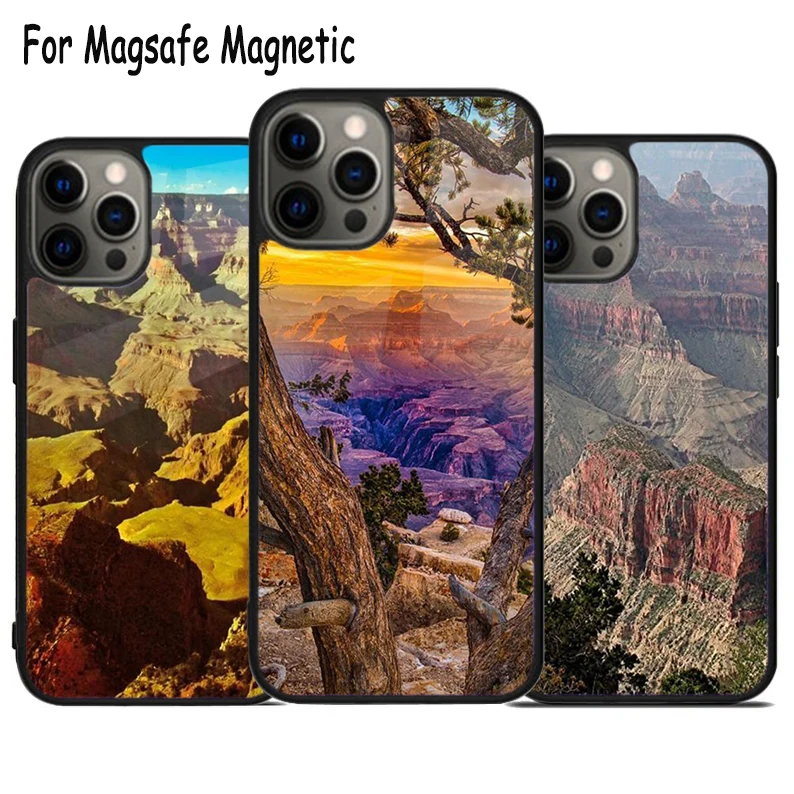 World Landmarks 1 Grand Canyon USA Wireless Charge Magsafe Phone Case For iPhone 15 16 14 13 11 12 Pro Max Plus Magnetic Cover