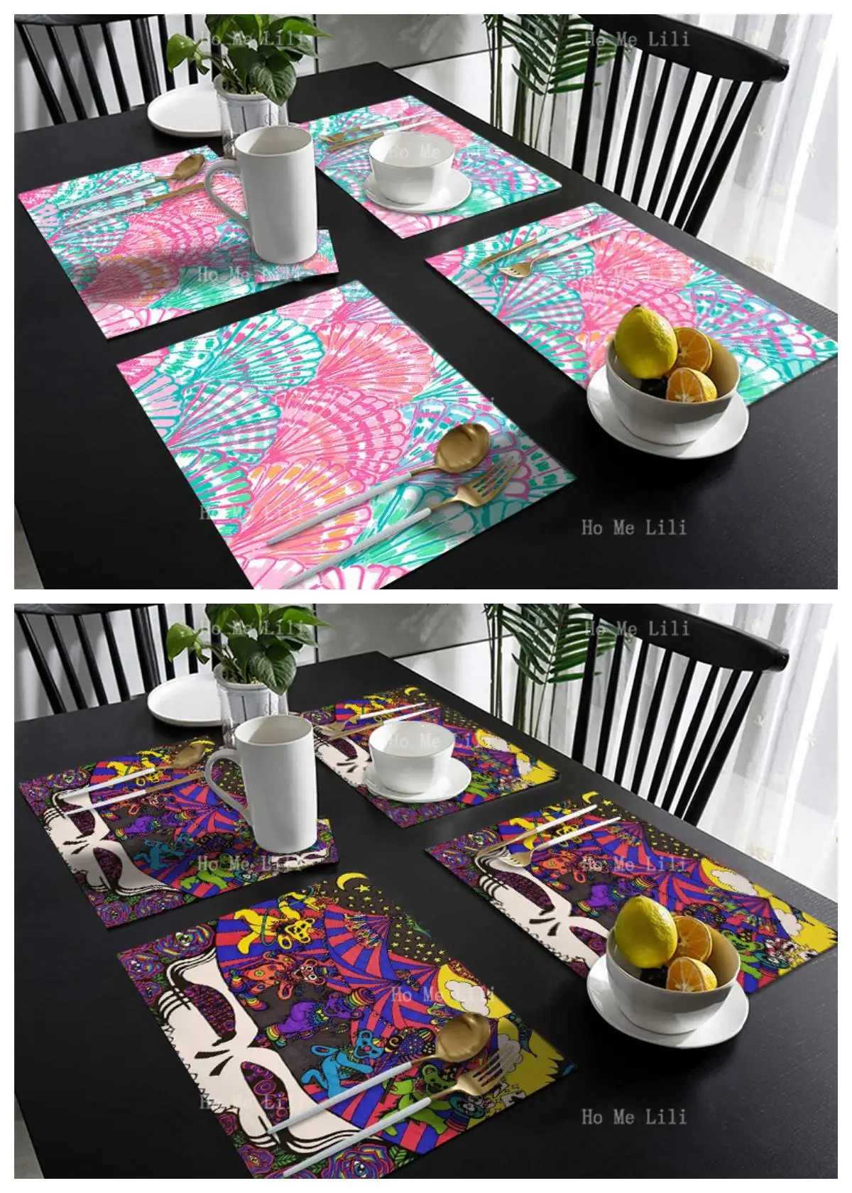 Visual Art Colorful Shells. Skull Psychedelic Mushroom Meditation Colorful Datura.Add Decorations To The Table