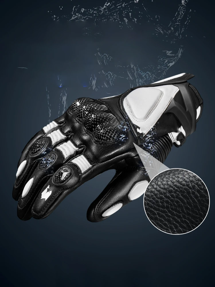 Winter Full Finger Leather Motorcycle Gloves Breathable Motorbike Cycling Warm Gloves Moto Motorcross Motor Touch Screen Gloves