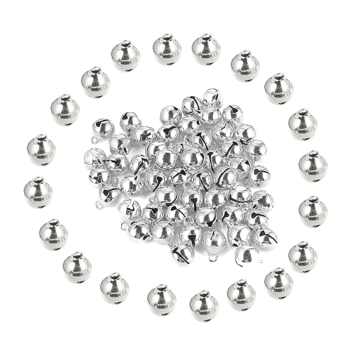 

200 шт., брелок с колокольчиками, кулон, колокольчики, ремесла, колокольчики для домашних животных, кулон в виде дерева «сделай сам», (8 мм, золотой, серебряный, для каждого 100 шт.)